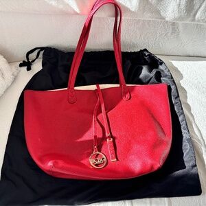 BCBG Red Leather Tote Bag with original Dust bag Included